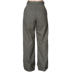 High Waist Wide Leg Herringbone Trouser